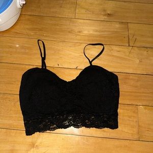 Black lace trim bralette/crop tank